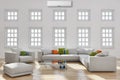 modern bright interiors Living room with air conditioning illustration 3D rendering computer generated image