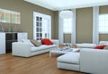 Modern bright living room interior design with sofas Royalty Free Stock Photo