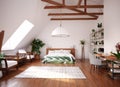 Modern bright open space interior in attic