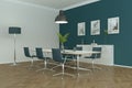 Modern bright skandinavian dining room interior design