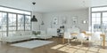 Modern bright skandinavian flat interior design