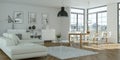 Modern bright skandinavian flat interior design