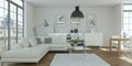 Modern bright skandinavian flat interior design