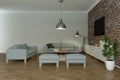 Modern bright skandinavian flat with stonewall interior design