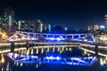 Modern brightly illuminated bridge on the Singapore river at night - 2