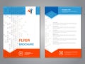 Modern brochure, abstract flyer with simple dotted design. Layout template with arrows. Aspect Ratio for A4 size. Poster of blue,