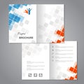 Modern brochure, abstract flyer with simple squared design. Aspect Ratio for A4 size. Poster of blue, grey, white and orange color Royalty Free Stock Photo