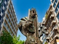 Modern Bronze Statue Fountain, Ermou Street, Athens Royalty Free Stock Photo