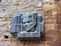 Modern Bronze Statue of Male Head, on Old Stone Wall, Plovdiv, Bulgaria