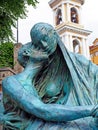 Modern Bronze Statue Outside Church, Plovdiv, Bulgaria Royalty Free Stock Photo