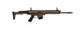 Modern brown automatic rifle. Weapons for police, special forces and the army. Automatic carbine with mechanical sights. Assault