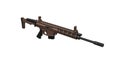 Modern brown automatic rifle. Weapons for police, special forces and the army. Automatic carbine with mechanical sights. Assault