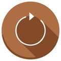 Modern brown circular refresh icon with long shadow effect for digital user interface web and app design Royalty Free Stock Photo