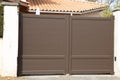 modern brown gate of home aluminum portal double leaves suburb door in house