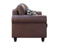 Modern brown leather sofa with pillows and plaid. 3d render Royalty Free Stock Photo