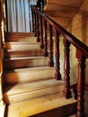 Modern brown oak wooden stairs. Royalty Free Stock Photo