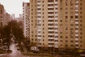 Modern brown residential high-rise apartment buildings, houses. Urban cityscape. Royalty Free Stock Photo