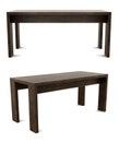 Modern brown wooden table on white