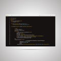 Modern browser with simple html code of web page on black background
