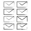 Modern brush envelopes, great design for any purposes. Mail service concept. Vector illustration. stock image. Royalty Free Stock Photo