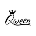 Modern brush inscription Queen with crown