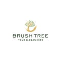 modern BRUSH TREE leaves stalk stem logo design Royalty Free Stock Photo