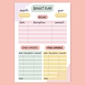 Modern budget plan template. Monthly, weekly, daily planner template.