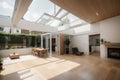 Modern Build Conservetory with Skylight window laminated flooring and bi-folding doors in London UK