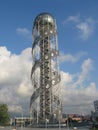 Modern building, alphabet tower on the seafront in Batumi, Black Sea beach, Georgia Royalty Free Stock Photo