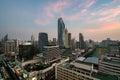 Modern building in Bangkok business district at Bangkok city with skyline before sunset, Thailand