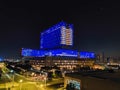 Modern building with beautiful lights | View of Al Maryah island landmarks in Abu Dhabi city | Cleveland Clinic