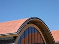 Modern building ceramic roof in orange tones