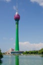 The modern building of Colombo Lotus Tower in the capital of Colombo in Sri Lanka