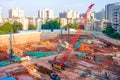 modern building construction site bird`s eye view Royalty Free Stock Photo