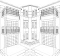 Modern Building Corner Residential House Vector 08