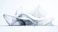 Futuristic Architecture Sketch Organic Modern Building Design on White Background Royalty Free Stock Photo