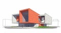 Modern building with a distinctive, angular design featuring large rectangular and Royalty Free Stock Photo