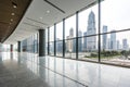 Modern building with empty floor and skyline Royalty Free Stock Photo