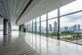 Modern building and empty floor with skyline Royalty Free Stock Photo