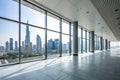 Modern building with empty floor and skyline Royalty Free Stock Photo