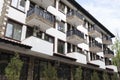 Modern Building Exterior. Facade of a Modern Apartment Building. Vacation Complex Hotel Building, With Stone Tiling Facade