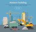 Modern Building Flat Design Vector Web Banner Royalty Free Stock Photo