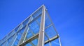 Modern building glass roof metal frame construction. Royalty Free Stock Photo