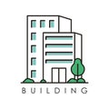 Modern Building Icon, with linear and multi color design Royalty Free Stock Photo