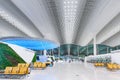 Modern building lobby airport  waiting hall aluminium alloy architecture  ceiling led light Royalty Free Stock Photo