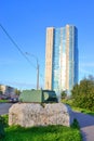 Modern building on the outskirts of St. Petersburg.