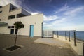 Modern building overlooking the sea