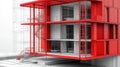 Modern building project design with red structure frame Royalty Free Stock Photo