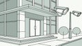 Modern Building Security: Surveillance Cameras Urban Design vector design Generative AI Royalty Free Stock Photo