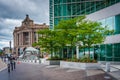 Modern building and the South Station, in Boston, Massachusetts. Royalty Free Stock Photo